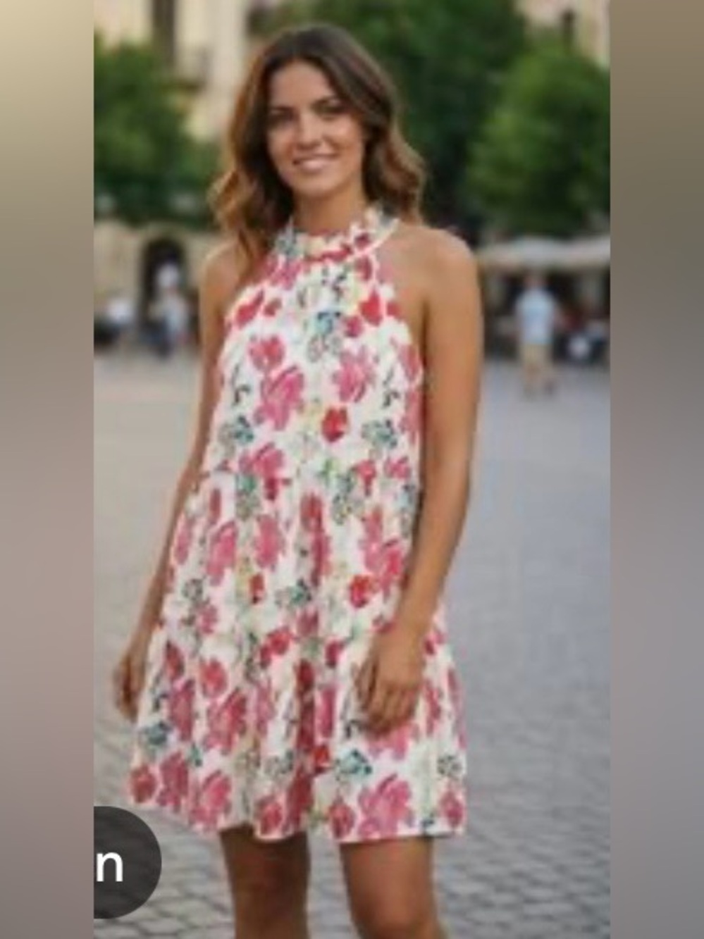 Jade Melody Tam Floral Halter Summer Dress in White and Pink-XS